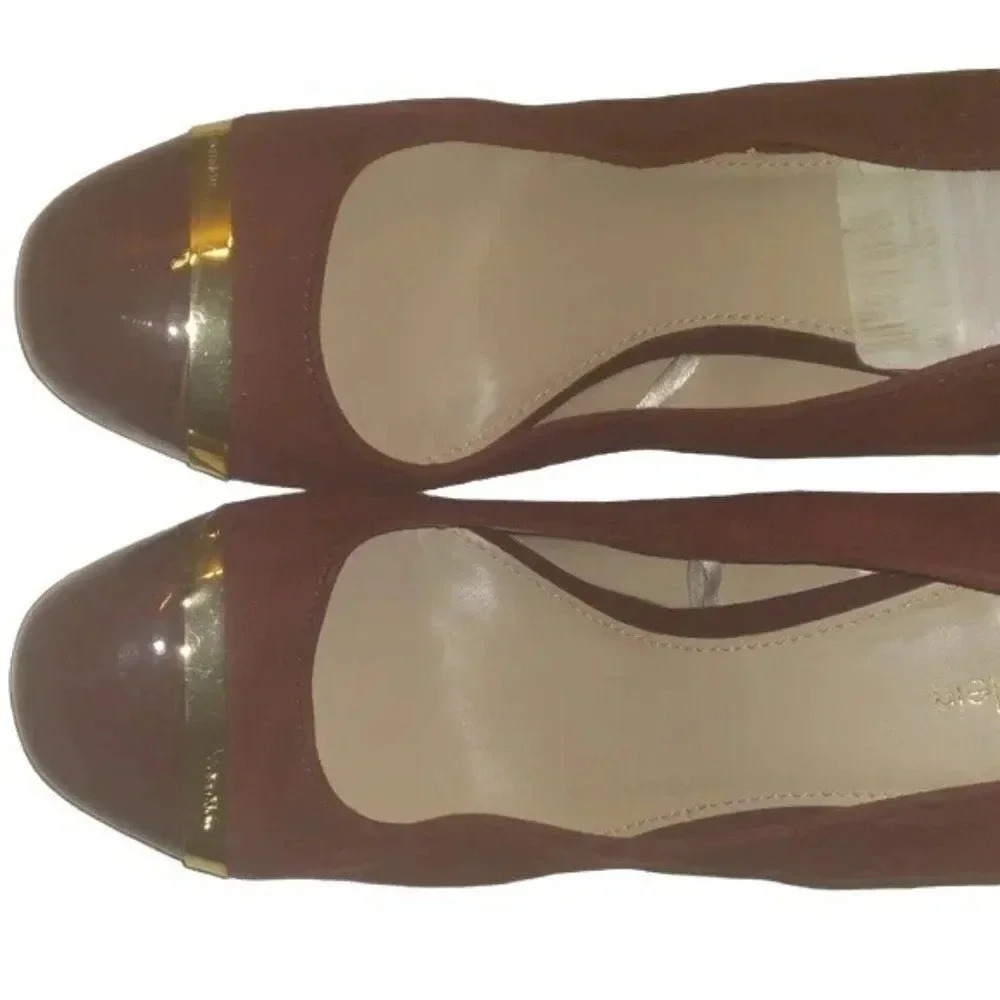 Calvin Klein Carlia Maroon Leather Block Heels - Picture 5 of 5